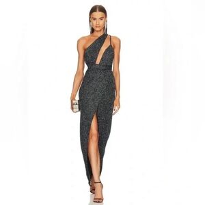 Michael Costello Jacoub Glittering One-Shoulder Dress